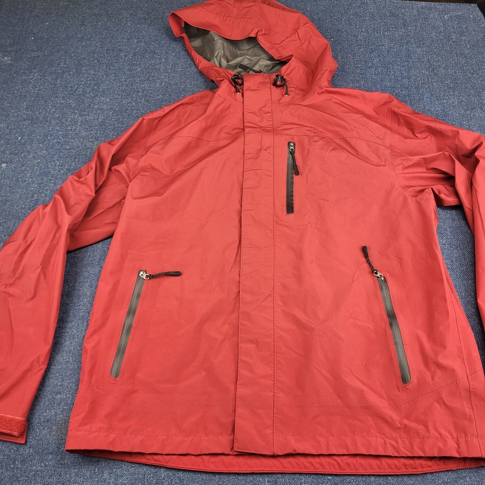 Cabelas Gore-Tex Rain Jacket Mens Medium Red Waterproof Hooded Shell Shell